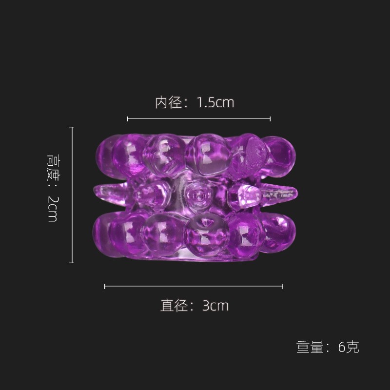 Spike Textured Locking Cock Ring, TPE Delay Ring for Men, Translucent Black — detail image 7