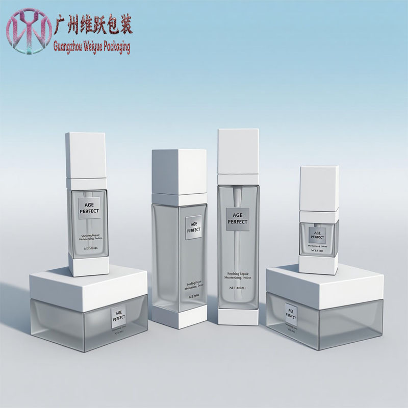 厂家现货批发精华液分装瓶膏霜瓶面霜瓶水乳液玻璃瓶四方形套装瓶