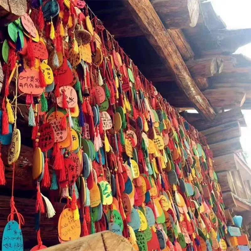 Карточка желаний из цельного дерева в форме сердца, пустая маленькая деревянная карточка, карточка благословения, украшение для мероприятия, подвесная бирка, храм, живописное место, подвесная бирка для дерева желаний