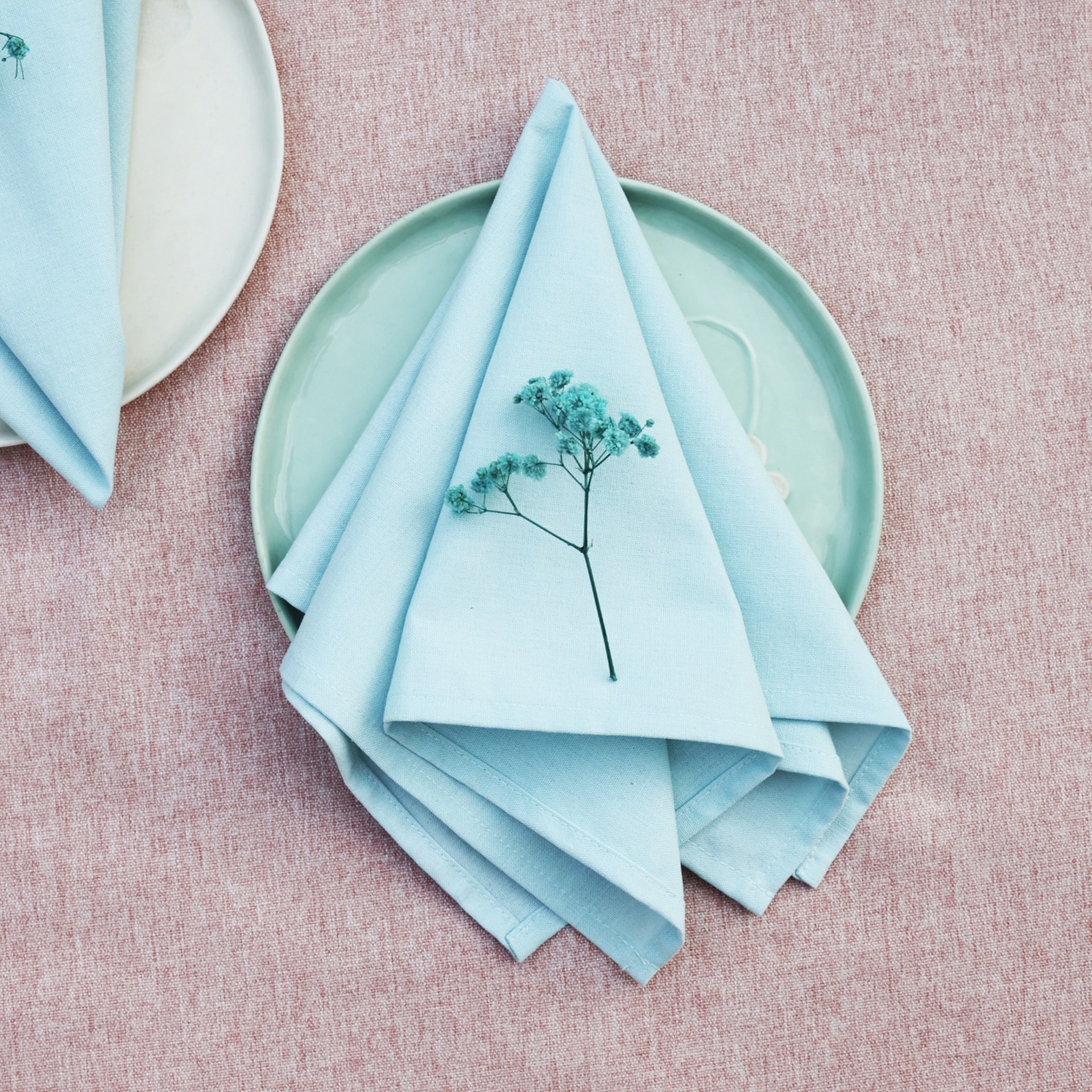 Servillas de lino algodón de Navidad comida occidental hotel de boda mesa de flores plegables tazas toallas de té sólidas almohadilla