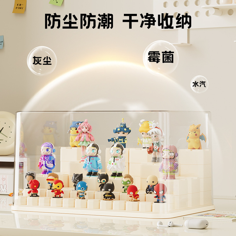 盲盒展示架透明收纳盒防尘手办积木展示柜防尘泡泡玛特适用展示盒|undefined