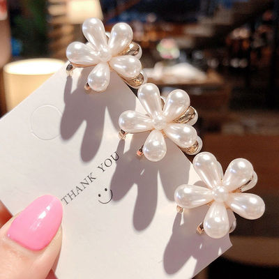 French Retro Pearl Flower Hairpin Grip ins Sweet Mini Card issuance the republic of korea Hairdressing Edge clamp