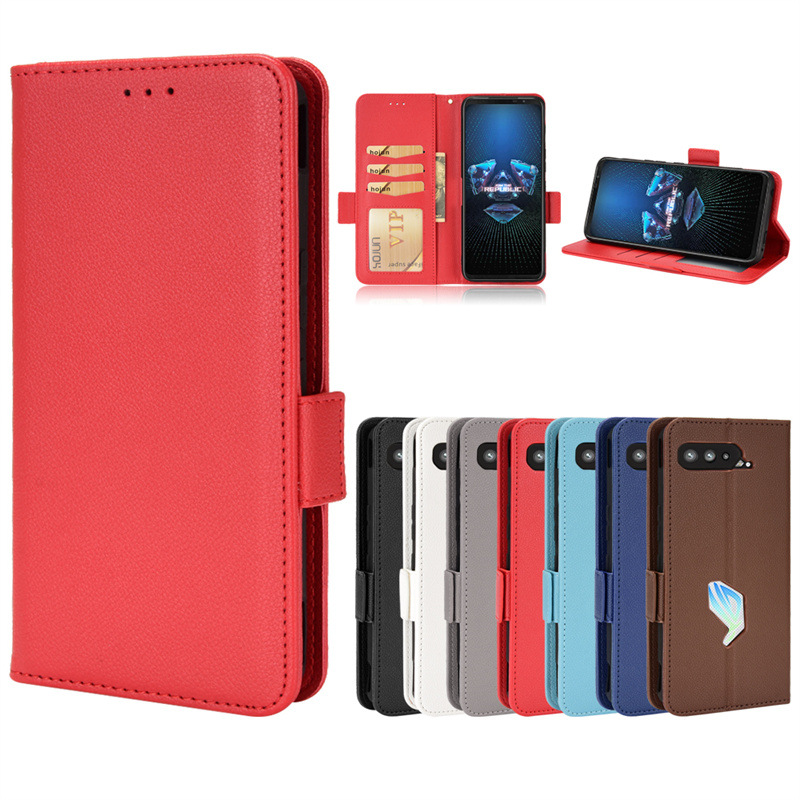 适用华硕ROG Phone 5手机壳ASUS Rog5S手机皮套翻盖插卡荔枝纹壳