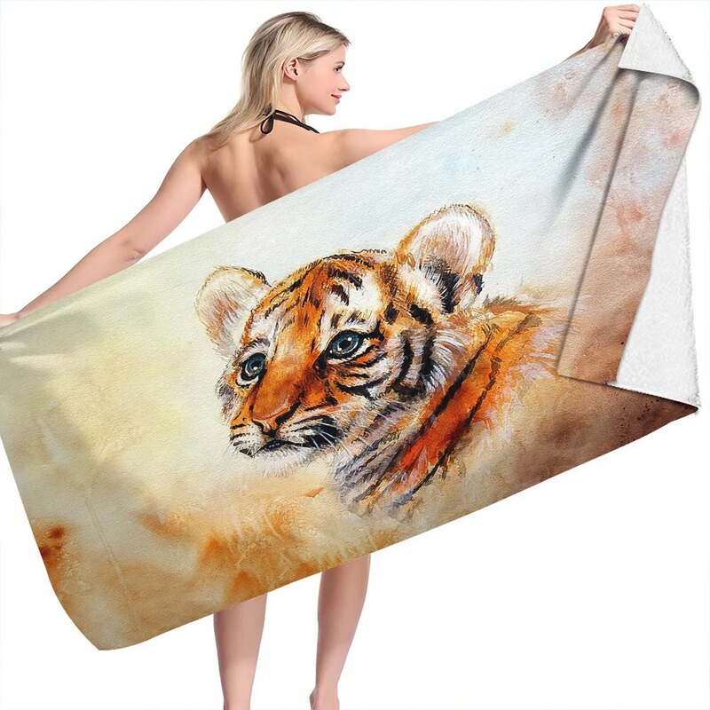 Tiger print beach towel microfiber no sand quick-drying towel surfing bath summer swimming fitness yoga