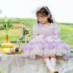 Branch Spring 2024 New Children's Clothing for Girls Lolita Lolita Floral Princess Dress Children's Short Sleeve Bouncy Dress