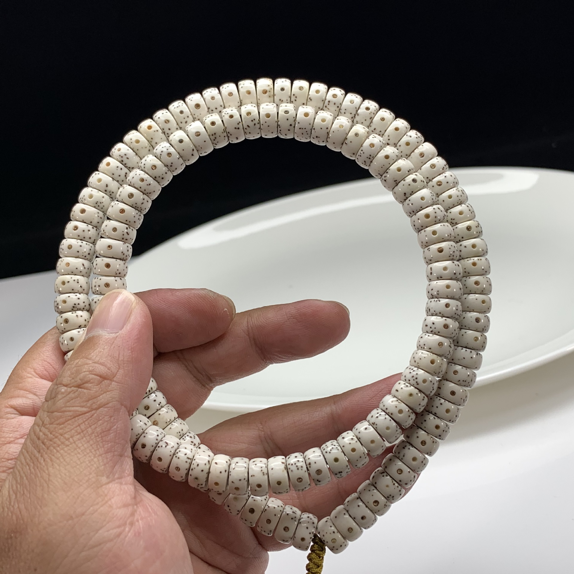 原生态未脱脂海南星月菩提108颗 正月藏式药片直切大留白文玩佛珠