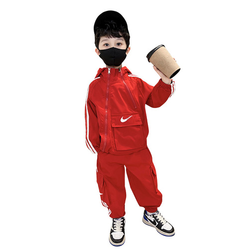 Boys' spring suit  spring and autumn new style handsome children's sports two-piece set small and medium-sized children's jacket trendy children's clothing