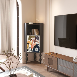 Cartoon Household Solid Wood Triangle Cabinet Bedroom Decorative Cabinet Corner Storage Cabinet Living Room Storage Cabinet Multi-Functional Storage Cabinet