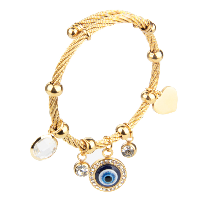 European and American cross-border best-selling stainless steel crystal evil eye charm bracelet, a stylish and charming piece of jewelry European and American cross-border best-selling stainless steel crystal evil eye charm bracelet, a stylish and charming piece of jewelry