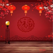 23年新款拍照古装中国风古典工笔画摄影背景复古民国全家福背景布