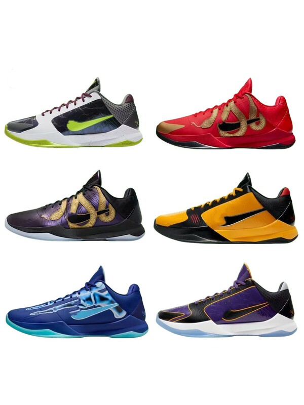 Cross-border practical Kobe 5th generation low-top basketball shoes for men, wear-resistant, non-slip, air-cushioned sports shoes in purple, gold, red, and black Cross-border practical Kobe 5th generation low-top basketball shoes for men, wear-resistant, non-slip, air-cushioned sports shoes in purple, gold, red, and black