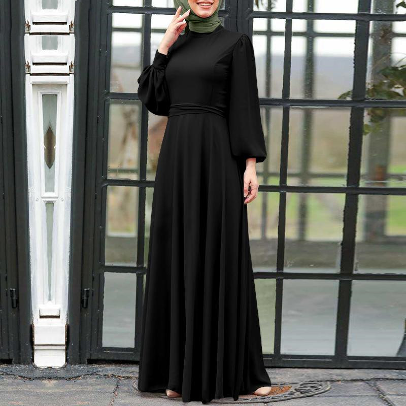 Damenbekleidung Muslimische Urlaubsparty türkisches Sommerkleid Kaftan muslimisches Kleid Frühling langärmeliges übergroßes Gewand_voghion.com