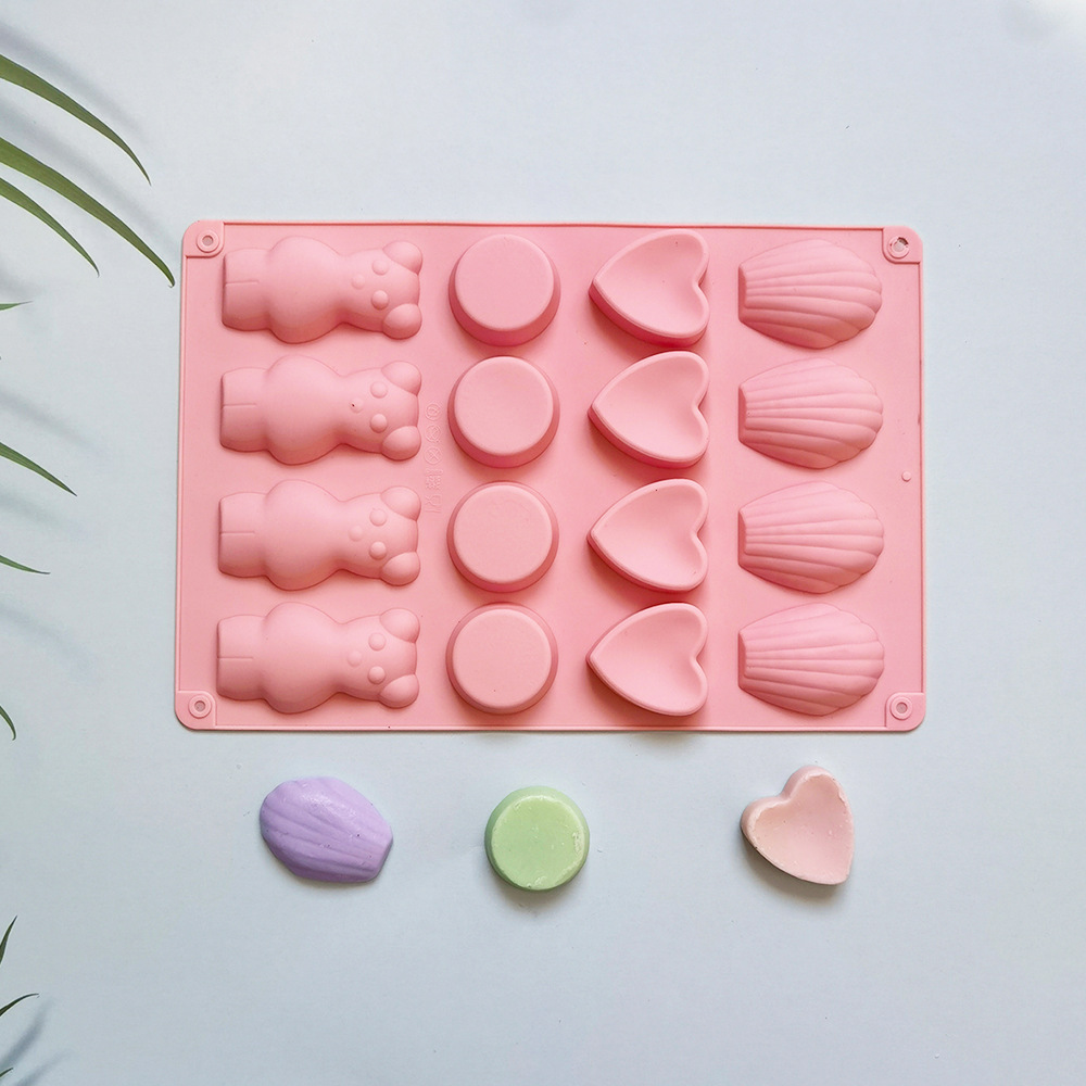 16 cuatro grupos de amor de oso 8 molde de silicona pastel helado pudín molde de postre jabón utensilios