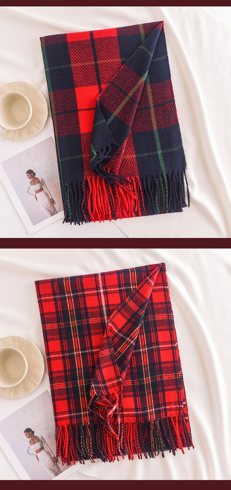 Inverno na moda novo cachecol de Natal cachecol versátil feminino high-end ano novo cachecol vermelho moda coreano quente xale_voghion.com