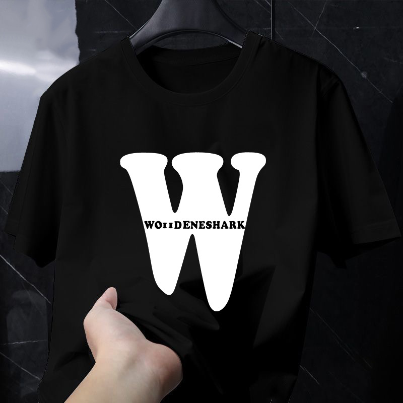 Comercio exterior explosión impresa camiseta de manga corta letras creativas para hombres y mujeres W diseño pareja camiseta de verano suelta camiseta mujer