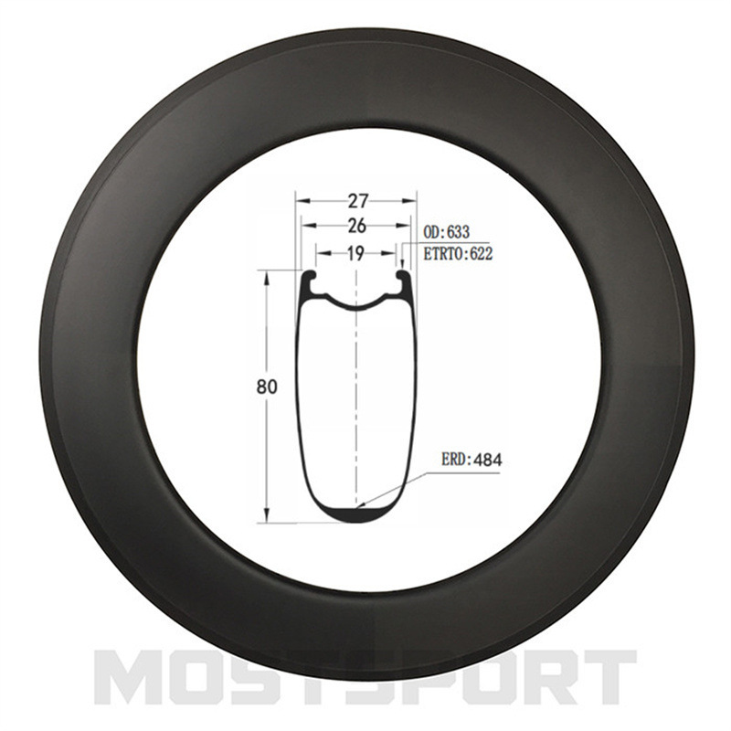 700C Road Carbon Fiber Rim 80mm High Opening Vacuum Compatible 26mm Wide Rim Brake Disc Brake Compatible Customization 700C Road Carbon Fiber Rim 80mm High Opening Vacuum Compatible 26mm Wide Rim Brake Disc Brake Compatible Customization