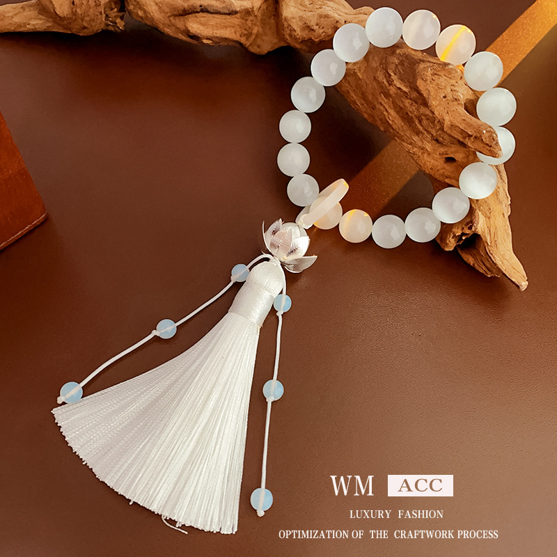 Nuevo estilo chino Opal Lotus borla pulsera retro todo partido Hanfu pulsera elegante moda pulsera fábrica al por mayor