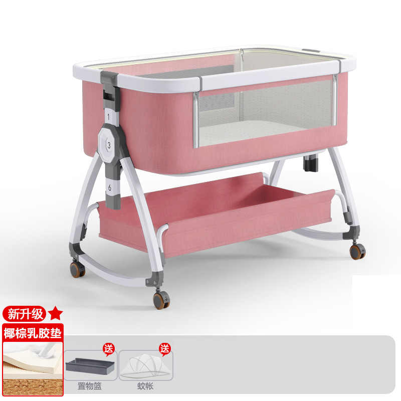 Cuna de bebé recién nacido cama costura Cama grande Baby Shaker BB cama de los niños cuna cama multifuncional móvil plegable image 64