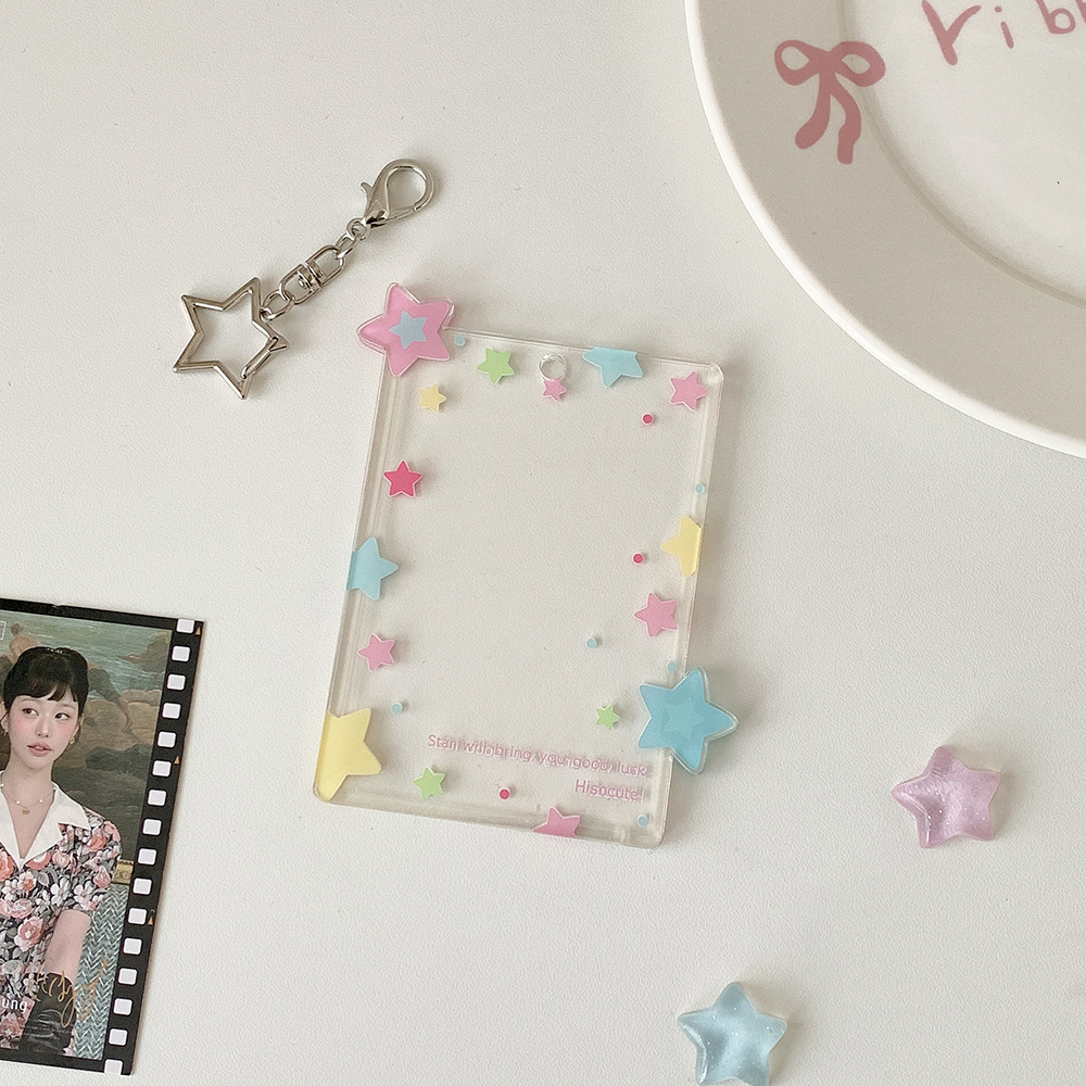 Hisocute tarjeta de estrella de color de tres pulgadas colgantes de pantalla de colgantes de tarjeta pequeña bolsa colgante