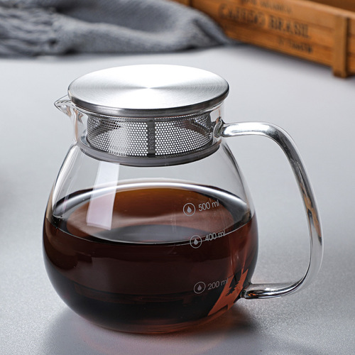Glass hand brewed coffee pot Stainless steel cover coffee pot filter cup sharing pot Home coffee pot can be printed with LOGO