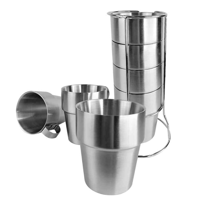 Al aire libre no magnético de acero inoxidable de doble capa taza de 4 piezas conjunto de picnic aislamiento térmico anti-escaldado taza de café taza de cerveza al por mayor