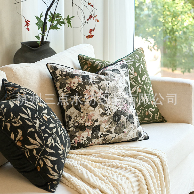 American-Style Light Luxury High-End Living Room Sofa Throw Pillow Woven Exhibition Hall Villa Model Room Cushion with Insert
