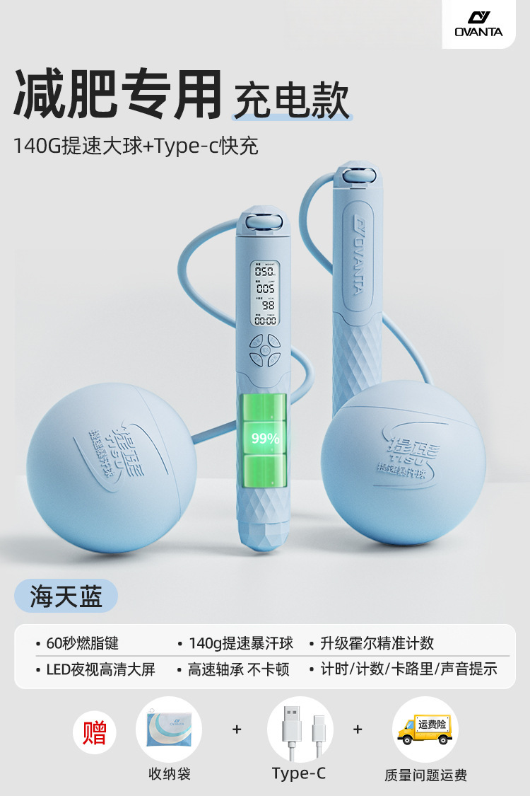 업그레이드 유형-c 고속 충전-65mm 무선 볼-블루