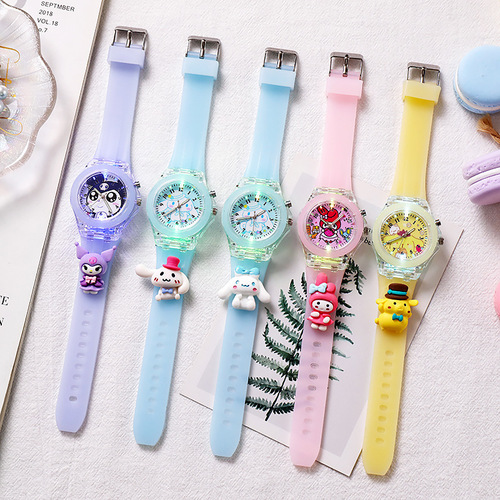 Soft Jelly Color Child Watch Night Light Rainbow Flashing Student Toy Cartoon Manufacturer Wholesale