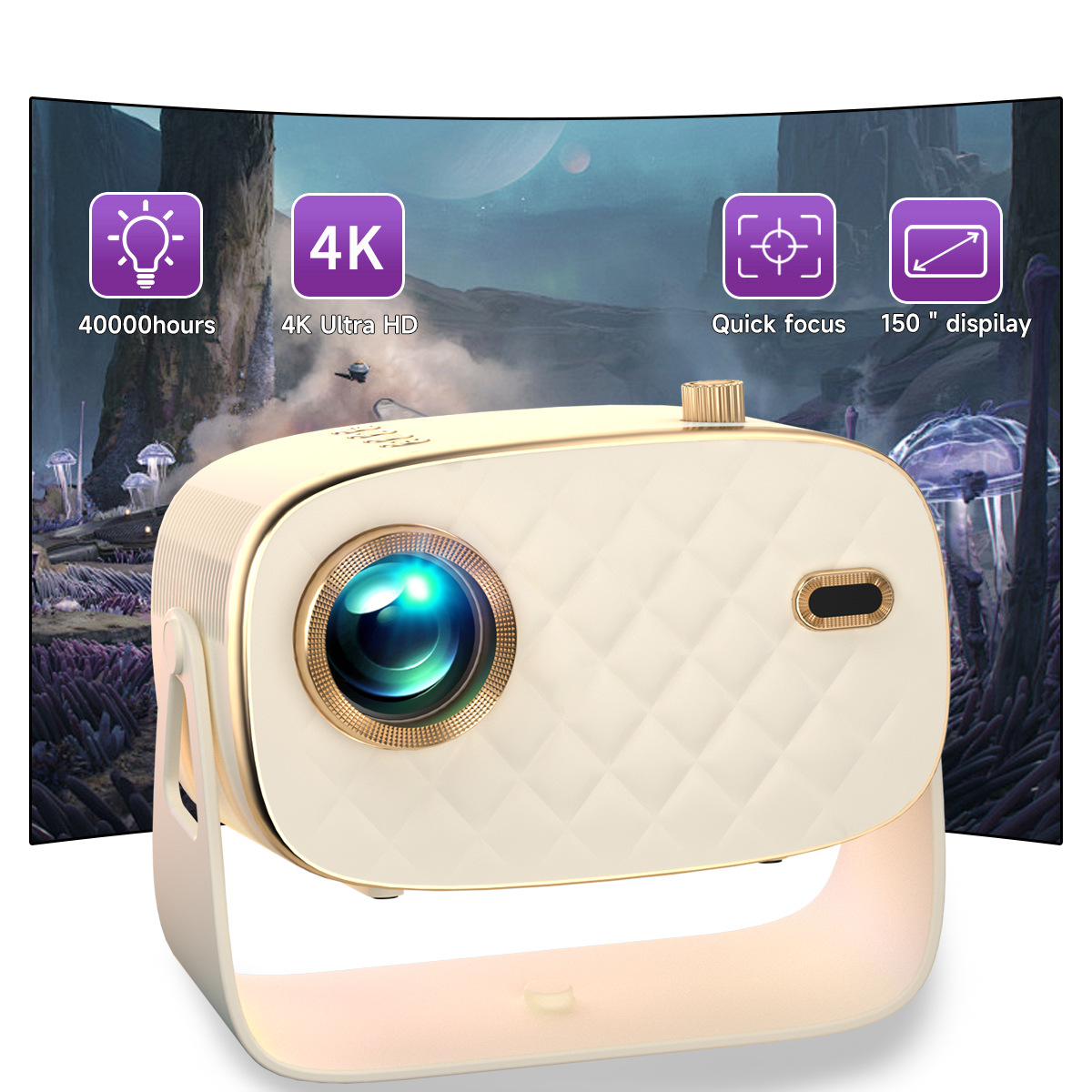 Projector Export Cross-Border New V100 Electric Focus Projector Android 4K High-Definition Home Theater