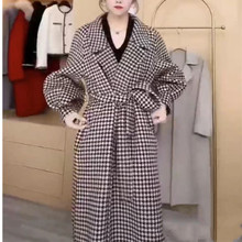 2025春秋季新款千鸟格大衣中长款洋气时尚大气显瘦22738