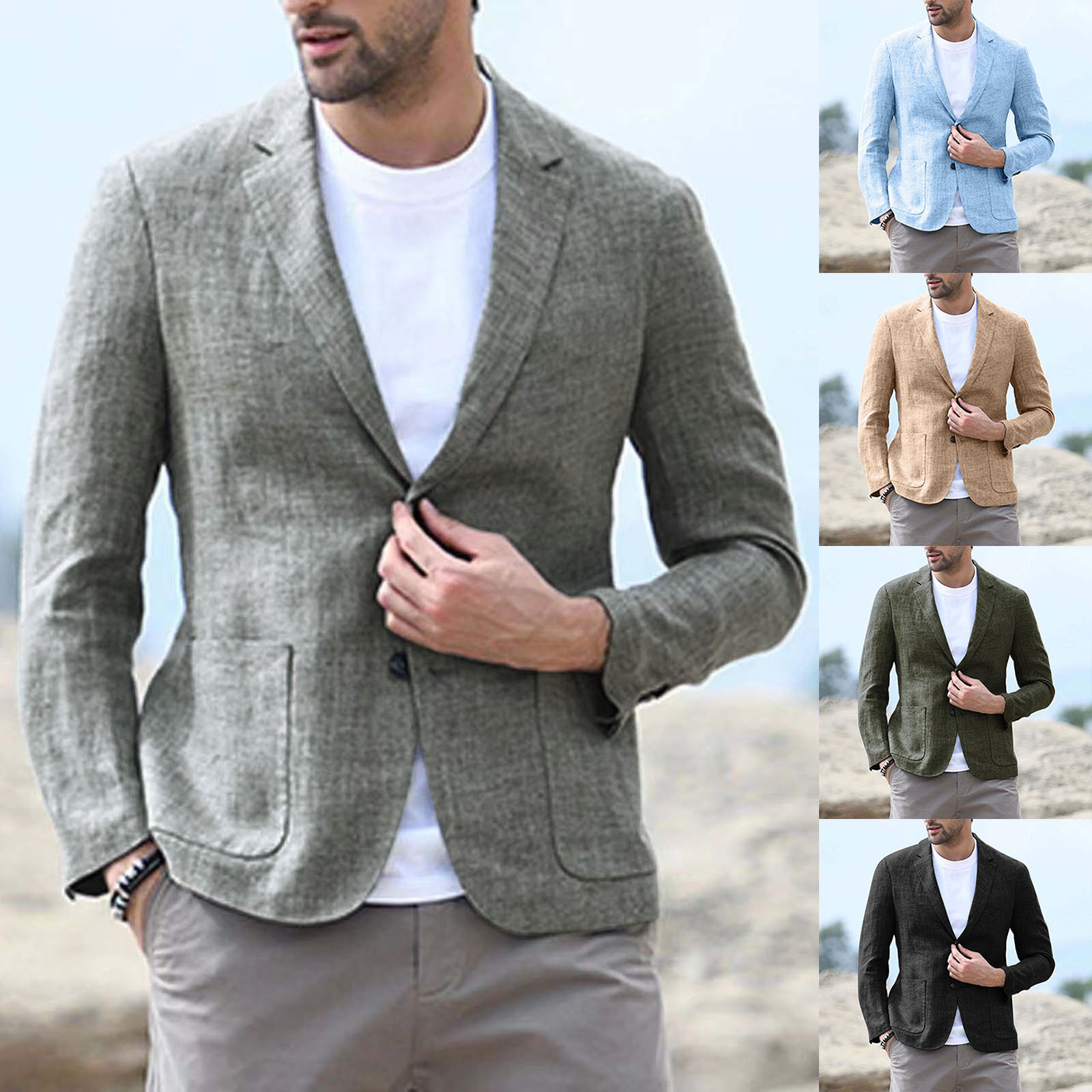 Costume de mode décontracté pour hommes, Blazer d'été en lin pour hommes_voghion.com