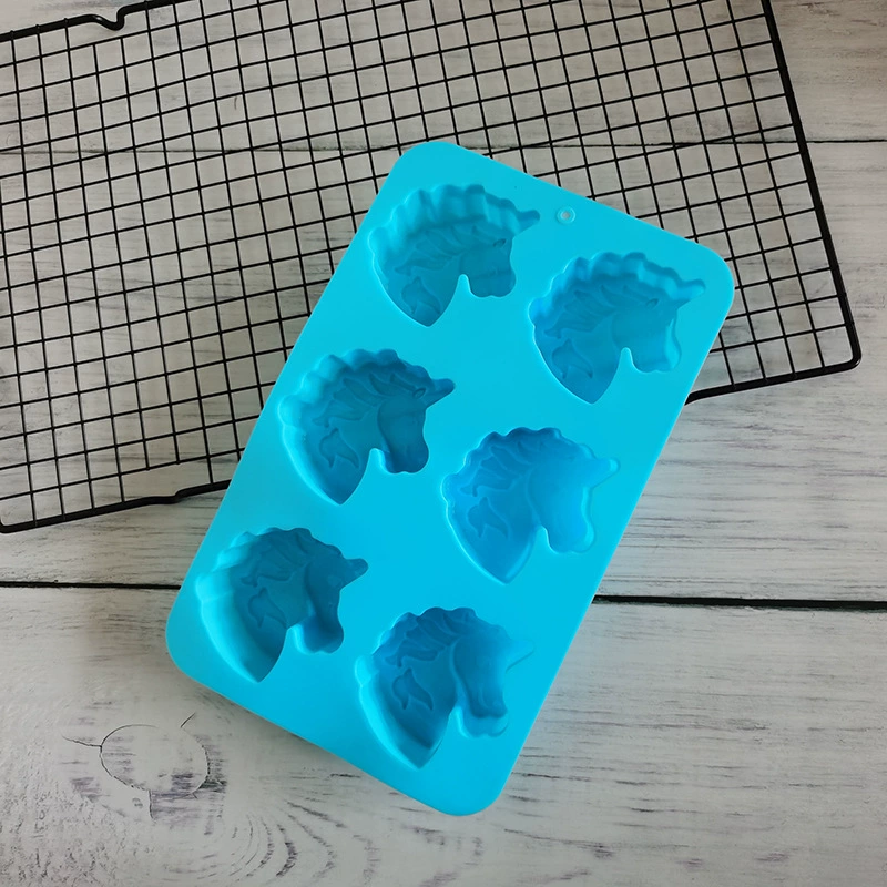 Silicone 6 connecting unicorn cake model ice grid chocolate soap, rice cake supplementary food dessert ice cream jelly mold