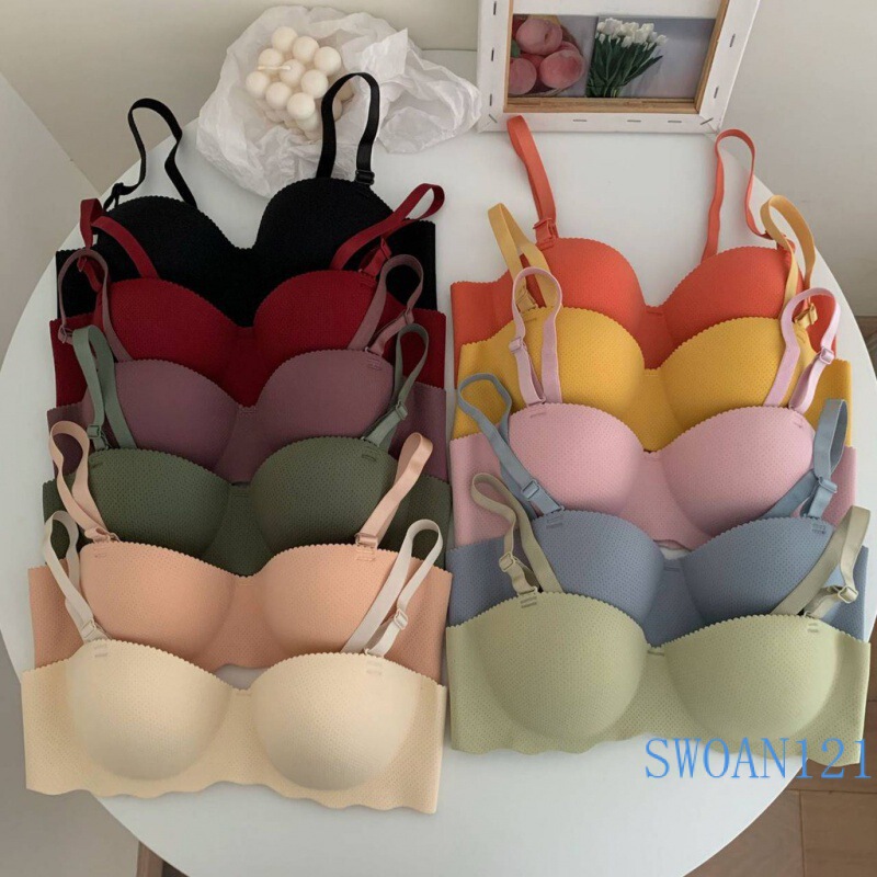 Southeast Asia Cross-border Underwear Shumei One-piece Girl Underwear Candy-colored Small Chest Gathering Thickened No Steel Ring