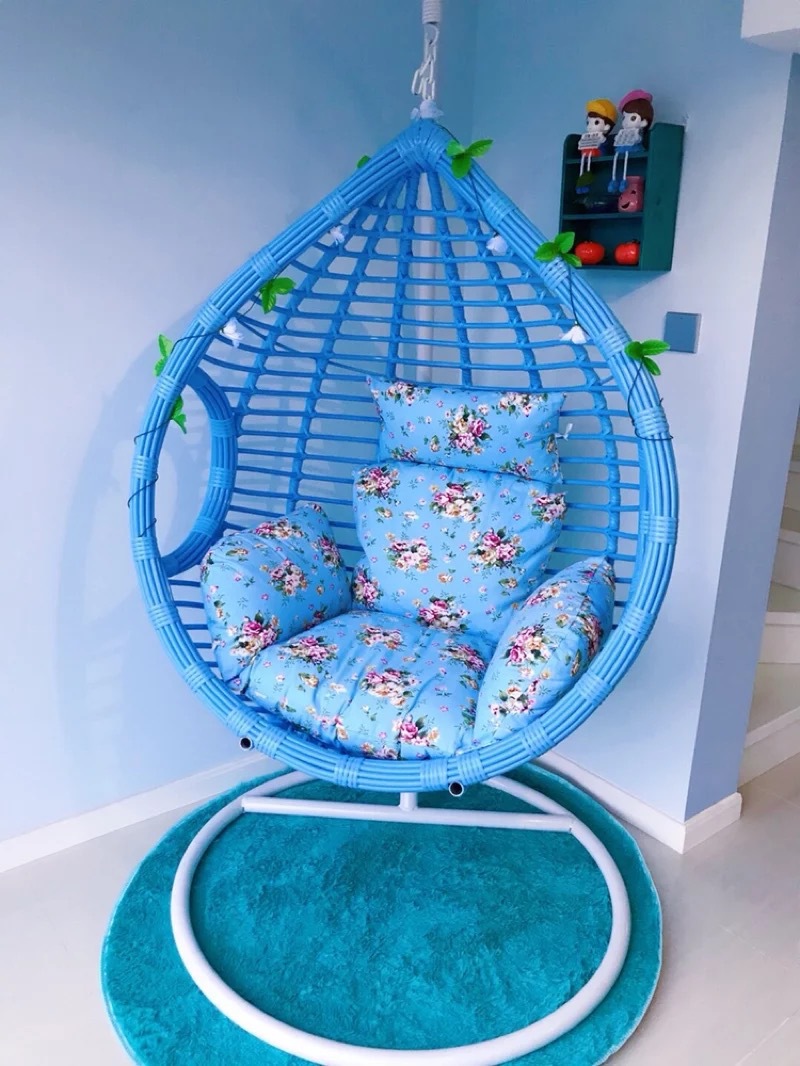 큰 팔걸이 하늘 푸른 두꺼운 지원 쿠션 + 카펫