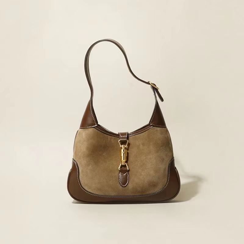 Borsa a tracolla per donna Borsa da ascella in pelle scamosciata color block retrò opaca PU2023 Borsa da sella portatile autunno e inverno di nuova moda_voghion.com