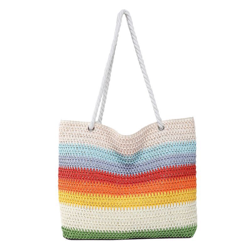 Bolsa de tela de gran capacidad, bolsas de verano nuevas bolsas de mujer, bolsas de paja de hombro, bolsas de moda, bolsas de compras