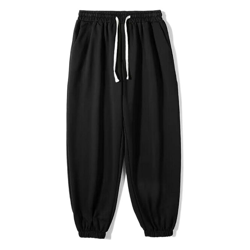 Simple Solid Color Sports Pants for Men, Spring and Summer Large Size Casual Pants, Men's Sweatpants, Loose Joggers, Cropped Pants, Trendy Men's Wear