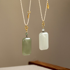 和田玉無事牌吊墜純銀萬能扣天然珍珠南紅手工編織項鍊繩女款掛繩