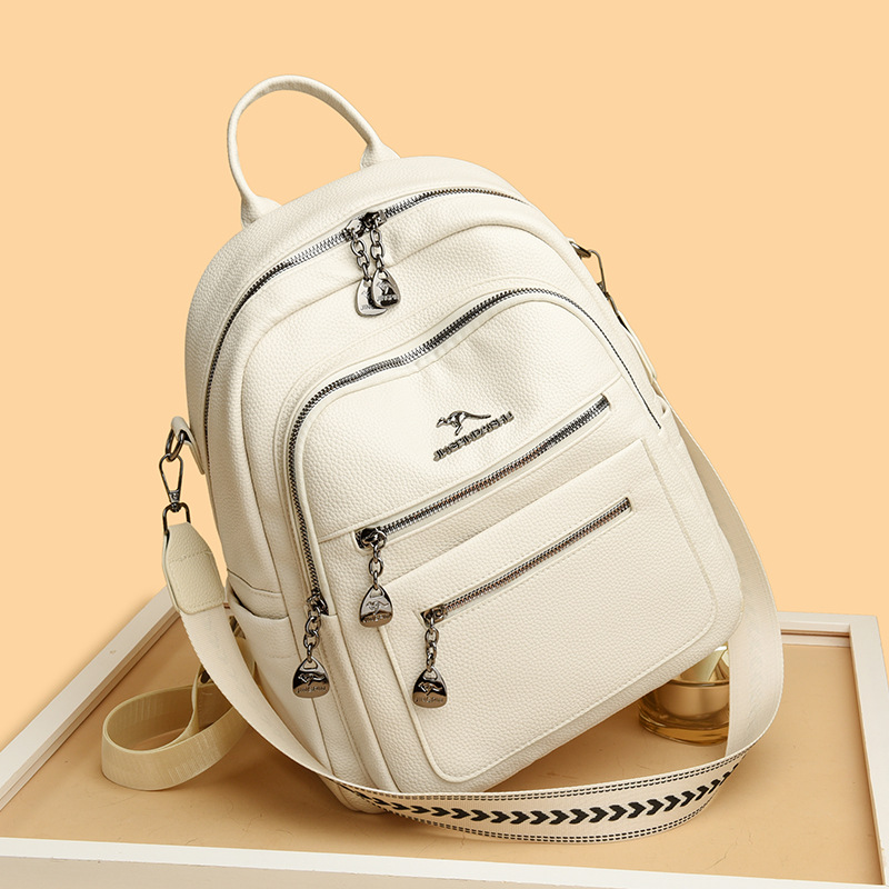 Textura transfronteriza mochila de cuero suave, mochila de damas, 2025 nueva moda, ocio, moda, mochila multipropósito de viaje