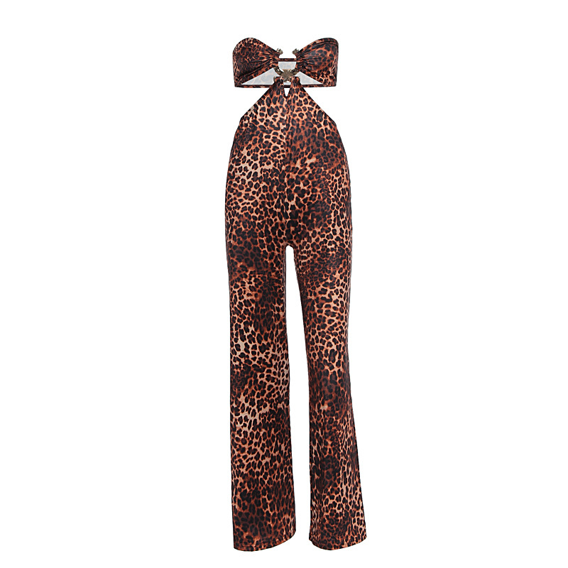 New Arrival Women Fashion Sexy Y2K Spice Girl Leopard Wrap Bust Jumpsuit Dress Sleeveless Outwear Bodycon Club Wear_ecoleips.com