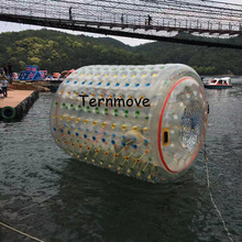 彩色透明水上充氣滾筒透明步行滾球水上玩具跑步機水上樂園悠波球