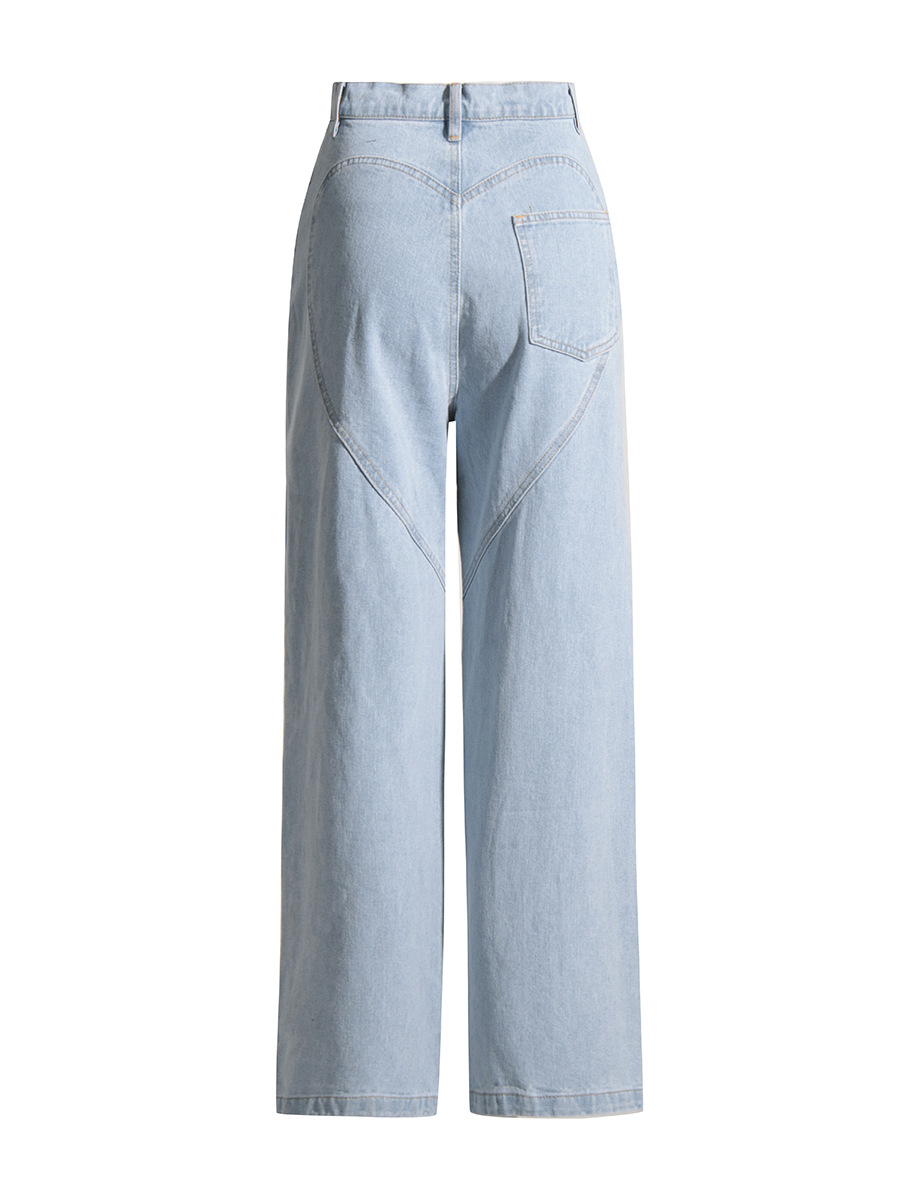 Vaqueros de nicho europeos y americanos, nueva colección primavera 2026, estilo largo de cintura alta con diseño hueco de pedrería, pantalones anchos de color liso para mujer.