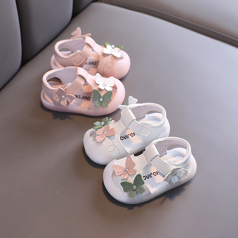 Sandali per bambine estive, suole morbide, berretti anti-calcio, scarpe per bambini di 1-2 anni, scarpette da principessa per giovani_voghion.com