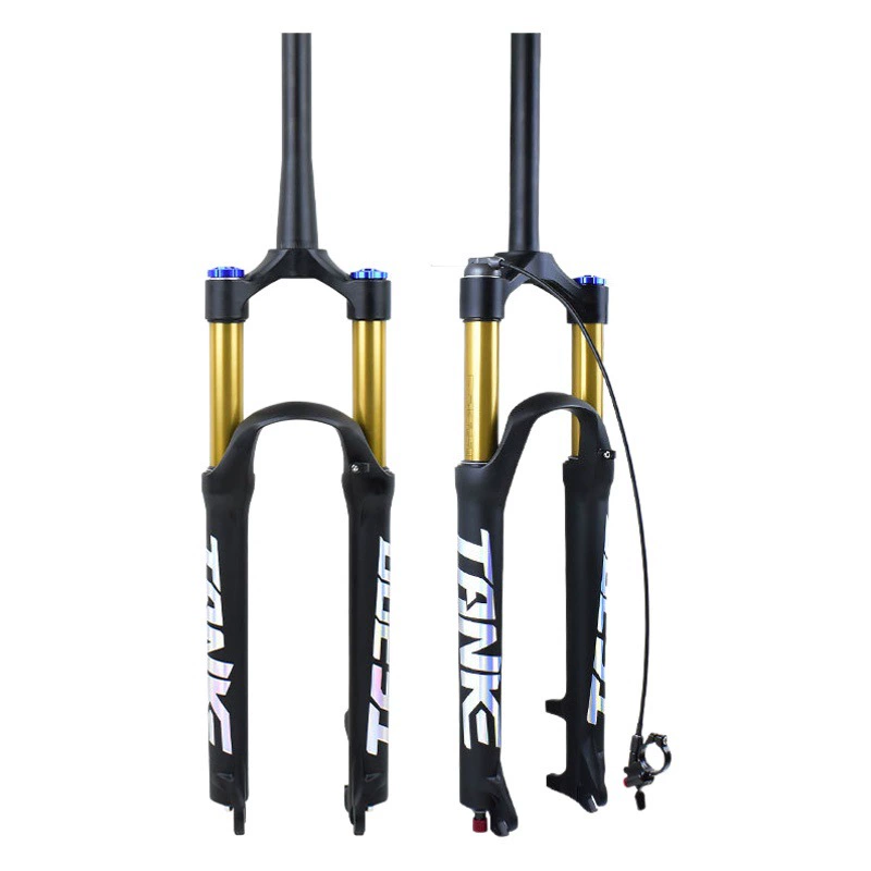 Углеродный клиент TANKE передняя вилка для горного велосипеда Золотая трубка 26/27,5/29 плечевое управление алюминиевый сплав амортизатор давления воздуха передняя вилка 32