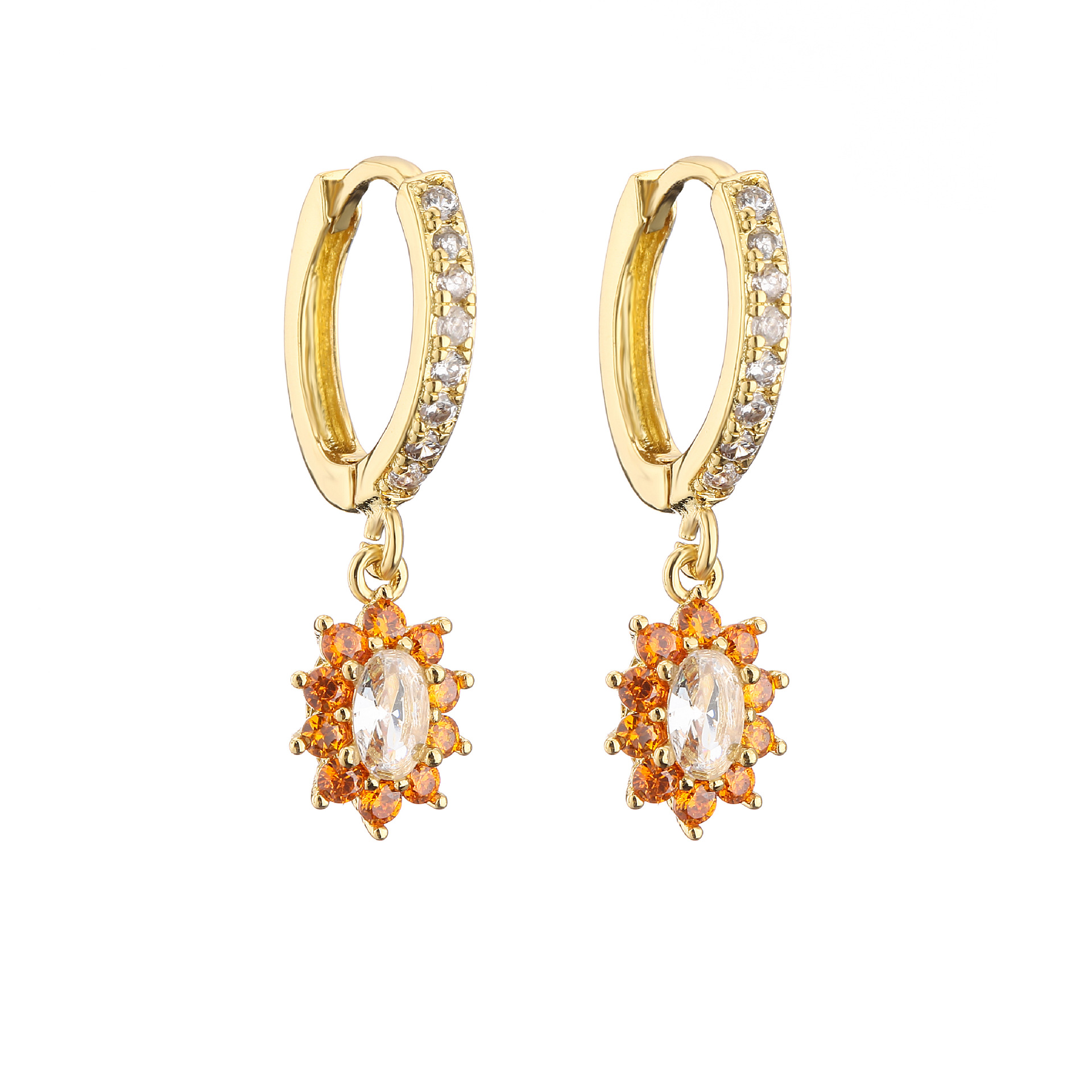 Copper Material Cute Geometric Plating Copper Zircon Copper Earrings