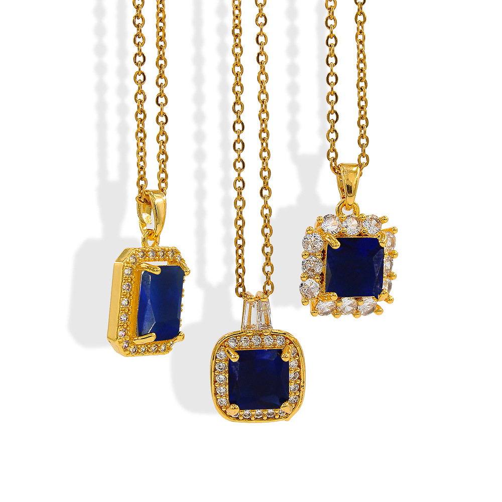 Fashion Geometric Stainless Steel Plating Zircon Pendant Necklace 1 Piece