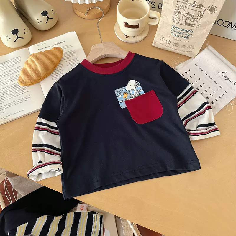 【现货】CY265655男童T恤2026春季新款长袖T恤春装圆领卡通打底衫