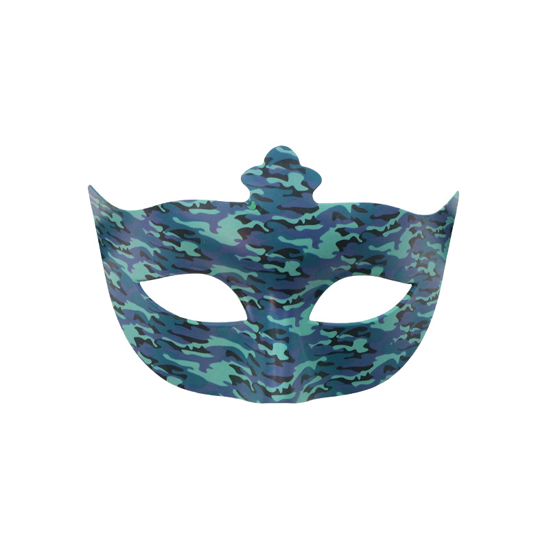 Halloween de alto grado adultos camuflaje máscara de mitad de cara decoración de disfraces de hombre fiesta máscara de cabeza plana de plástico