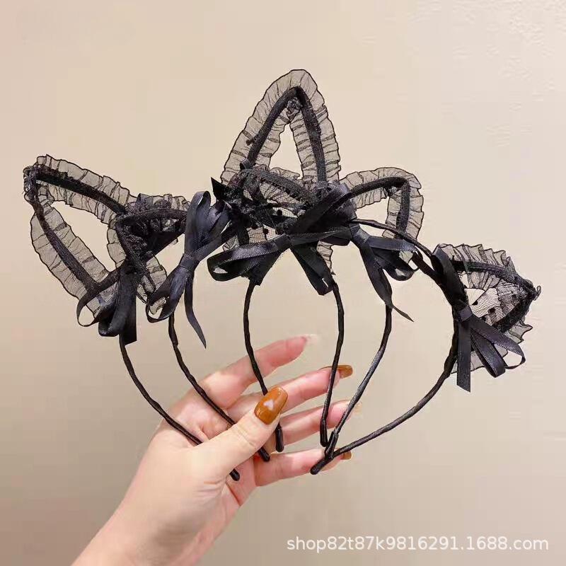 Internet Celebrity Sexy Lace Cat Ear Headband Cute Personalized Hairpin Hollow Headband Headband Bow Hair Accessories Wholesale