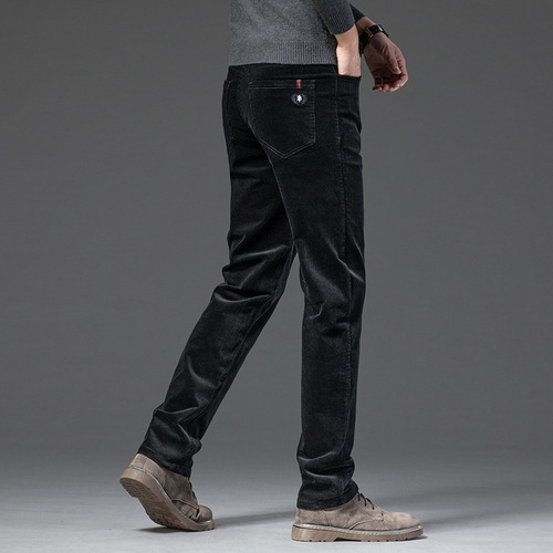 Men's Thickened Autumn and Winter Corduroy Pants, Trendy Tailored Straight Leg Loose Fall Linen Men's Casual Pants